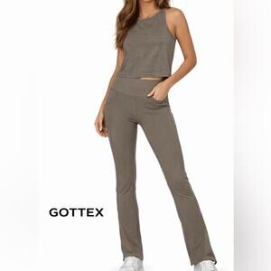 Gottex Womens Athleisure Wear Size XL Beige Top Pants Compression Gym Wear NWT